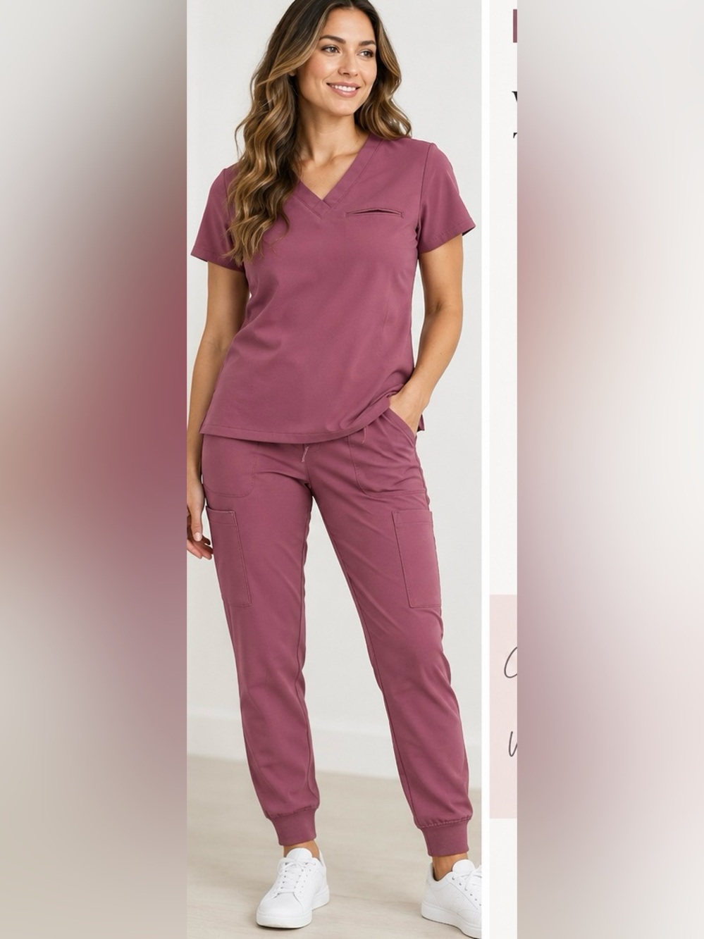 MANDALA DUSTY ROSE MAUVE SCRUB SET TOP SMALL  PANTS XS/P